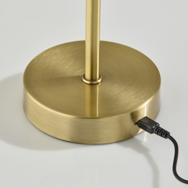 Gold Metal Cordless Lamp with Clear Shade