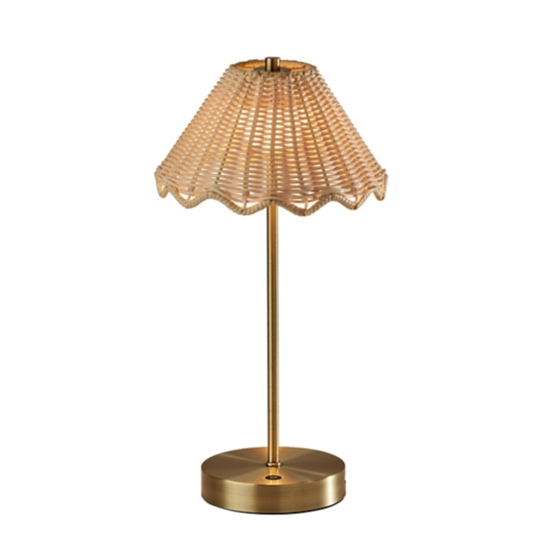 Brass Metal Scalloped Shade Cordless Table Lamp