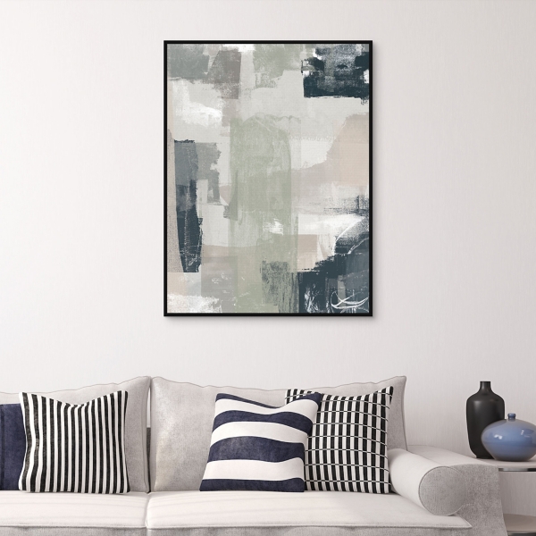 Blue and Gray Abstract Framed Canvas Art Print