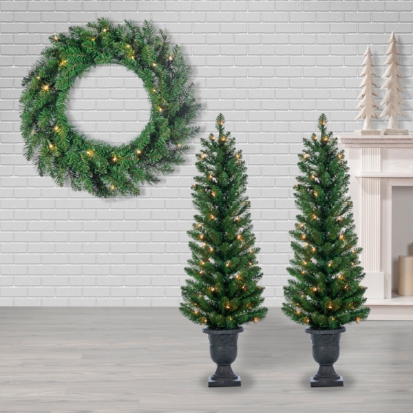 Pre-Lit Vancouver Pine 4-pc. Christmas Floral Set