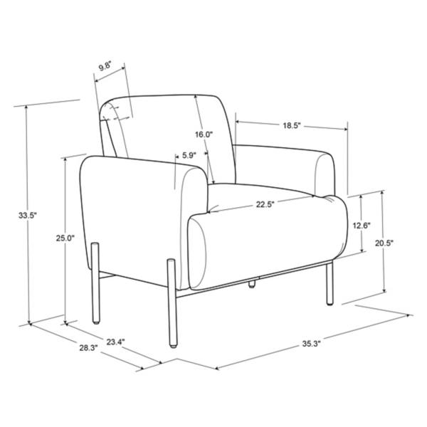 Rust Velvet Upholstered Knox Accent Chair
