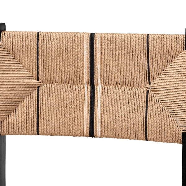 Black Wood Woven Prita Bar Stools, Set of 2