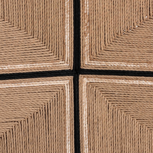 Black Wood Woven Prita Bar Stools, Set of 2