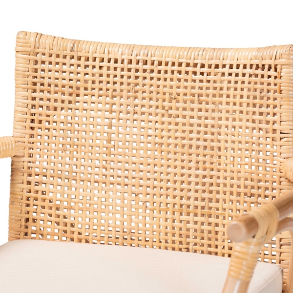 Natural Rattan & Teak Wood 2-pc. Bar Stool Set