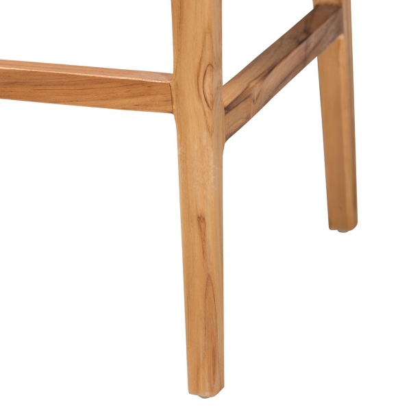 Natural Rattan & Teak Wood 2-pc. Bar Stool Set