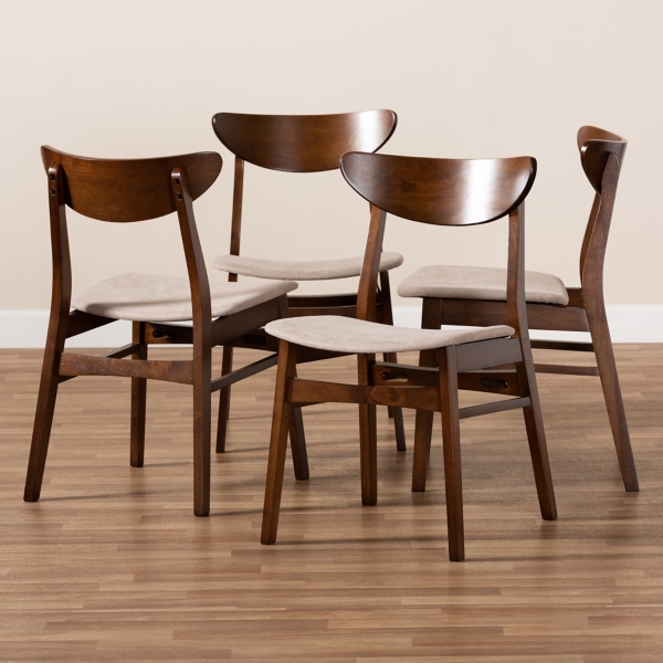 Light Beige and Walnut Dining Chairs, Set of 4 | Kirklands Home
