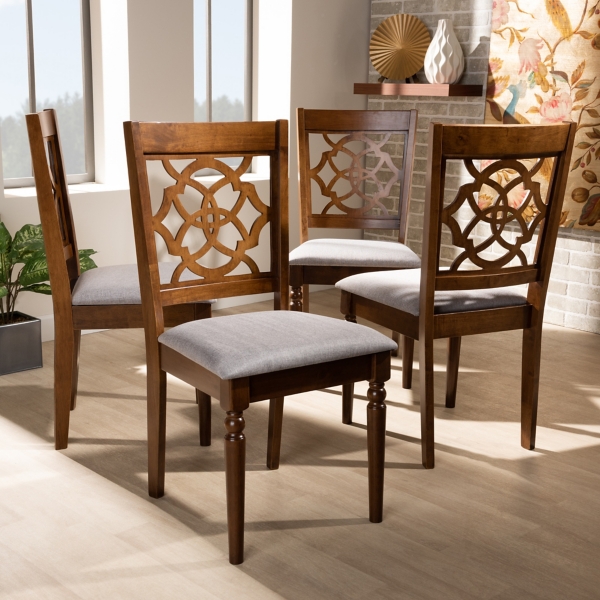 Walnut Lylah Upholstered Dining Chairs, Set of 4