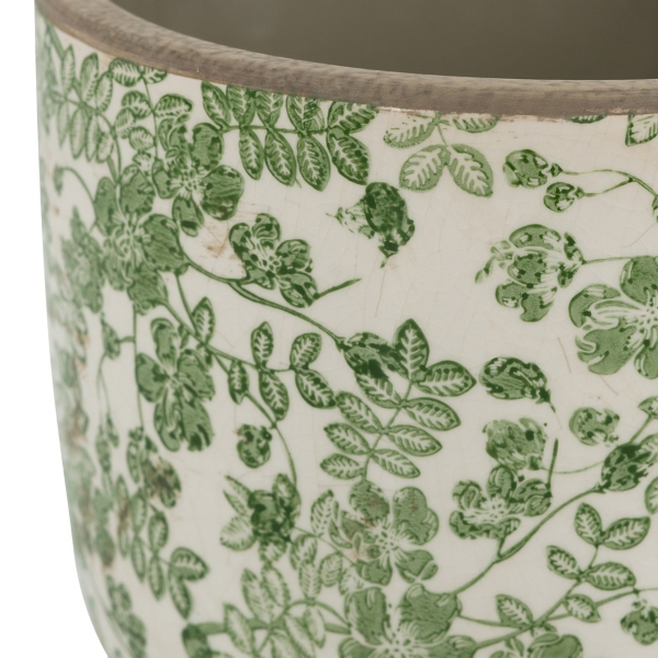 Green Floral Ceramic Planter