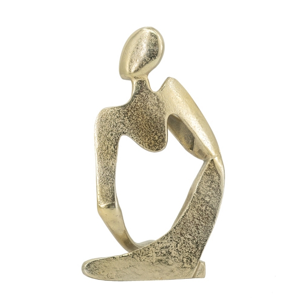 Gold Metal Pondering Figure II Sculpture