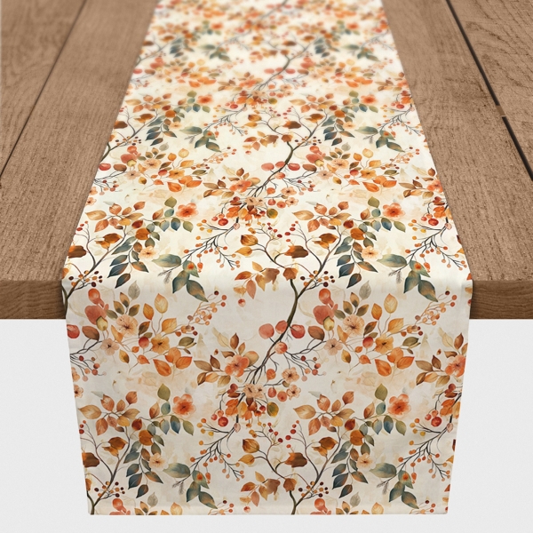 Watercolor Autumn Botanicals Table Runner, 90 in. Kirklands Home