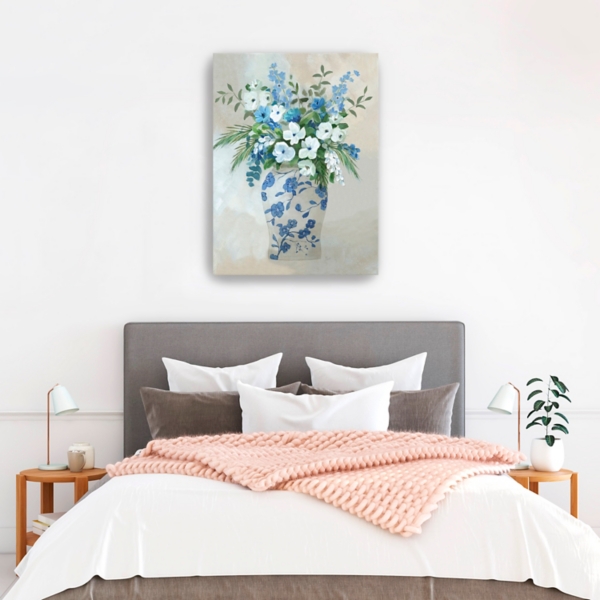 Blue Floral Jar Canvas Art Print