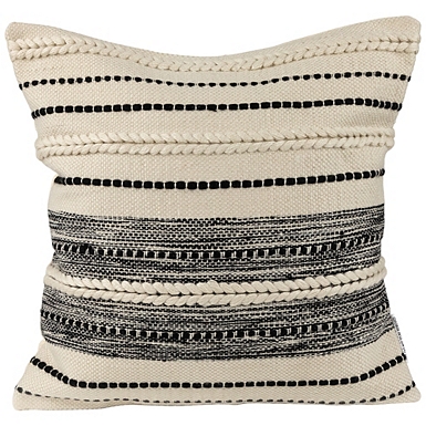 Black and Cream Textured Indoor/Outdoor Pillow