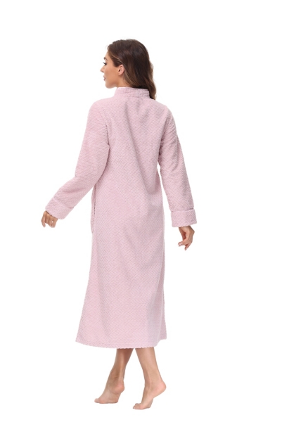 Medium Plush Pink Front Zipper Bathrobe