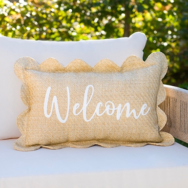 The Porch White Outdoor Lumbar Pillow
