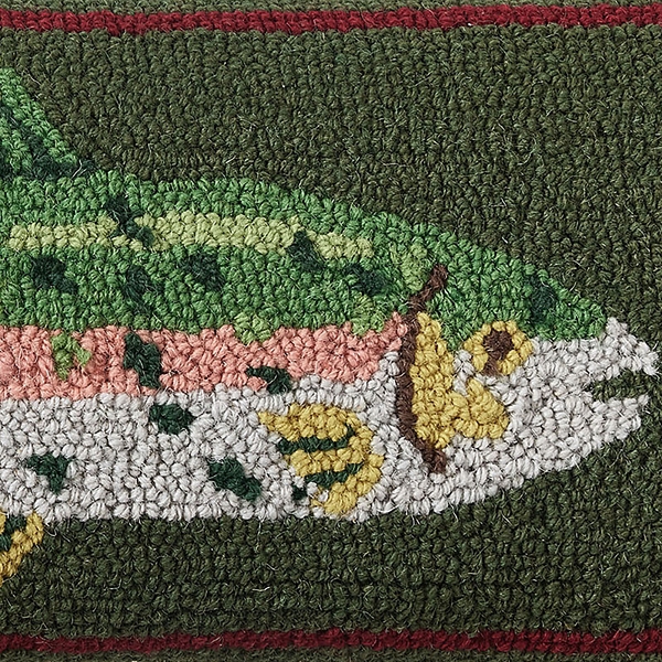 Camp Wandawega Trout Hooked Wool Lumbar Pillow