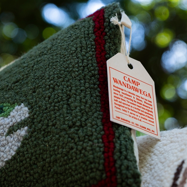 Camp Wandawega Trout Hooked Wool Lumbar Pillow