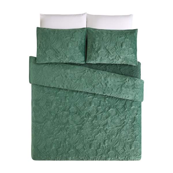 Green Secret Garden 3-pc. King Quilt Set