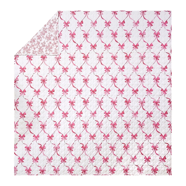 Abigail Pink Bow 2-pc. Twin Quilt Set