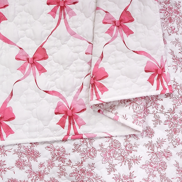 Abigail Pink Bow 2-pc. Twin Quilt Set