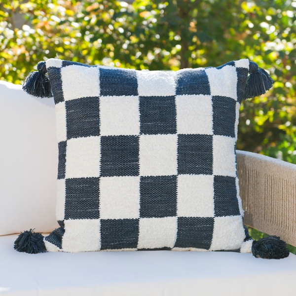 Black & White Checkered Outdoor Accent Pillow | Kirklands Home