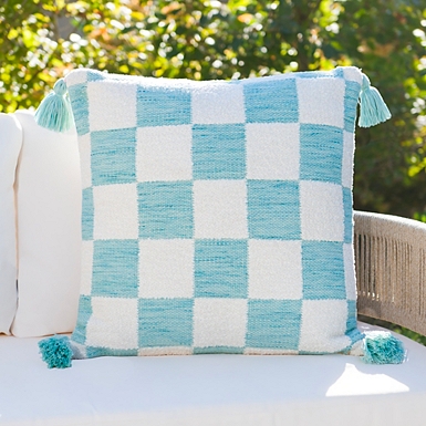 Black & White Checkered Outdoor Accent Pillow