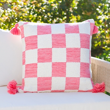 Black & White Checkered Outdoor Accent Pillow