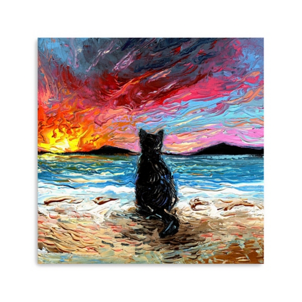 Black Cat Beach Days Canvas Art Print
