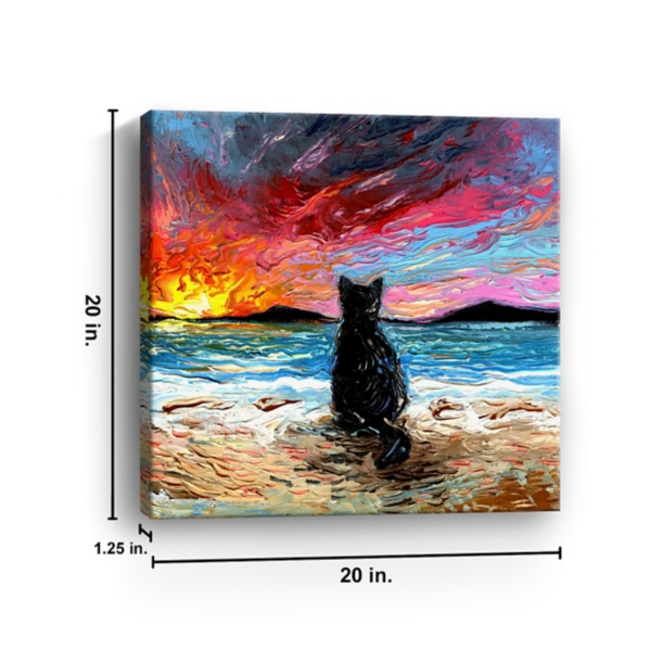 Black Cat Beach Days Canvas Art Print