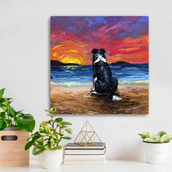 Border Collie Beach Days Canvas Art Print