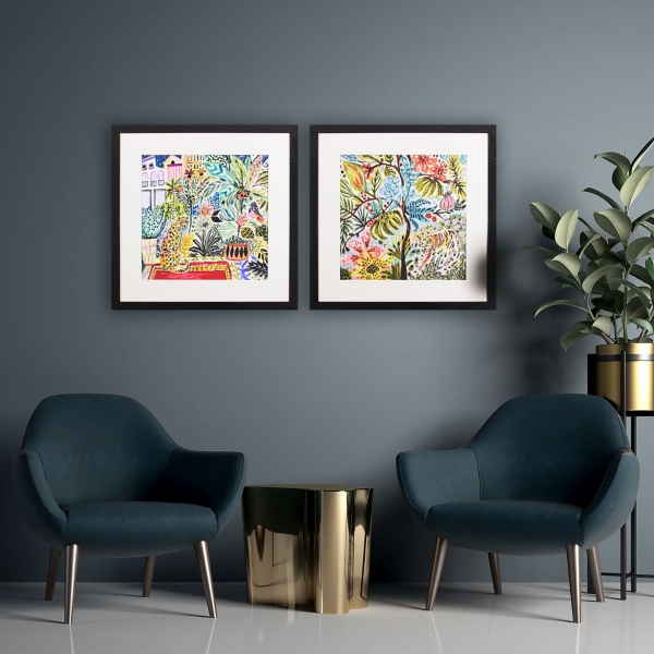 Jungle Cat Landscape Framed Art Prints, Set of 2