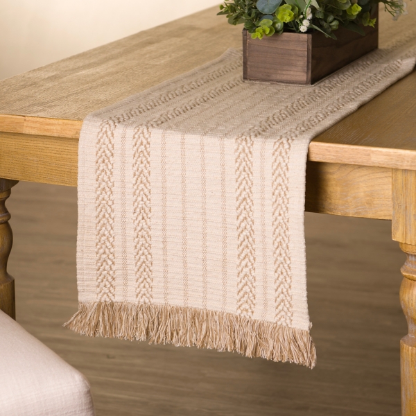Neutral Willow Cotton Table Runner | Kirklands Home