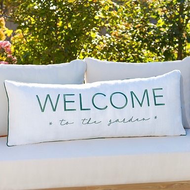 The Porch White Outdoor Lumbar Pillow
