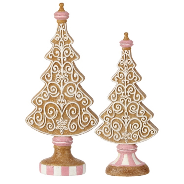 Gingerbread Tree Table Decorations, Set of 2