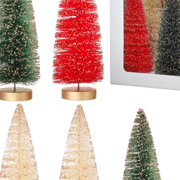 9 in. Red & Green Woodland Tree 6-pc. Set