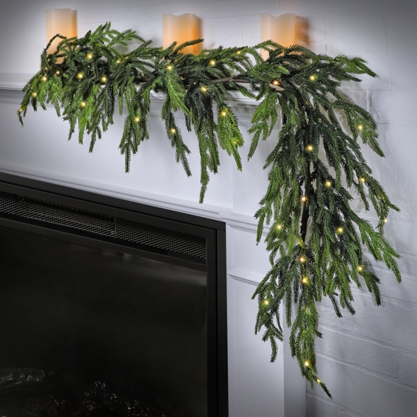 Pre-Lit Real Touch Pine Garland