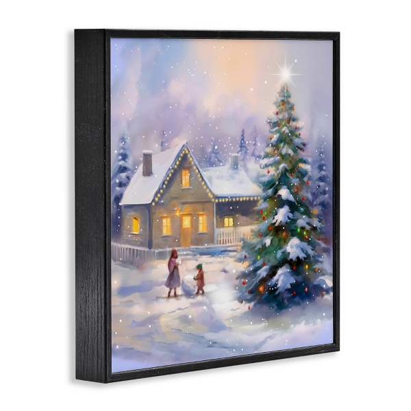 Children Building Snowman Framed Art Print
