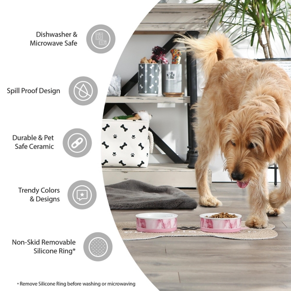 Eat & Drink Medium Striped Pet Bowls, Set of 2