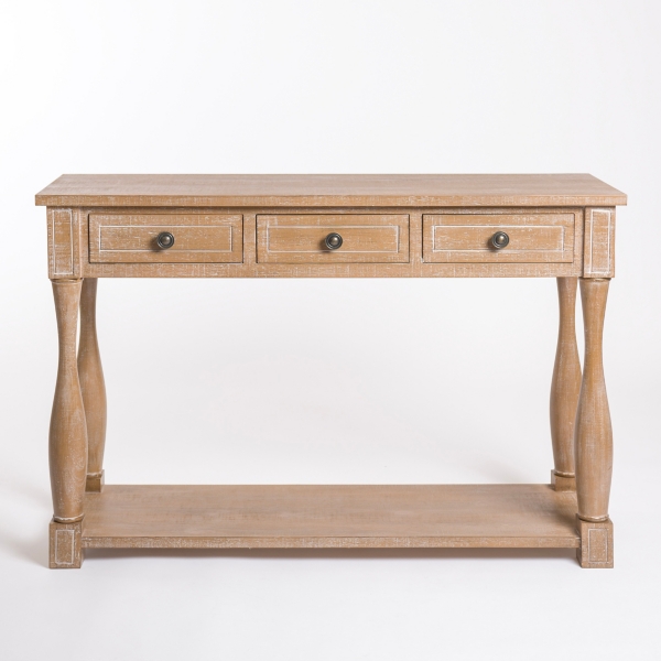 Washed Pine 3-Drawer Console Table