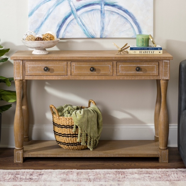 Washed Pine 3-Drawer Console Table | Kirklands Home