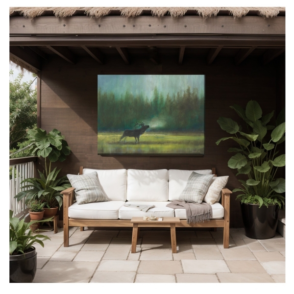 Elk in the Wild Outdoor Canvas Art Print