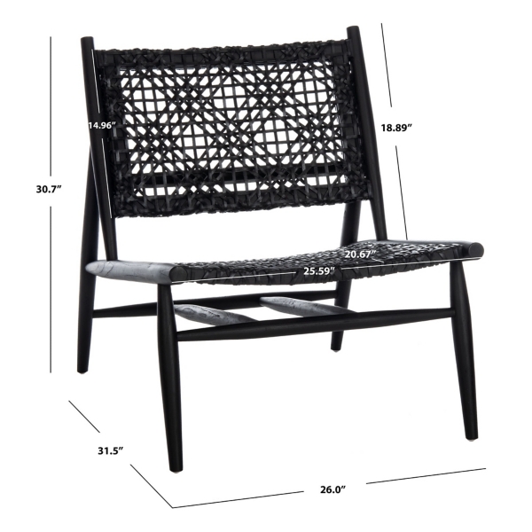 Black Leather Woven Accent Chair
