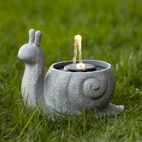 Gray Snail LED Outdoor Fountain