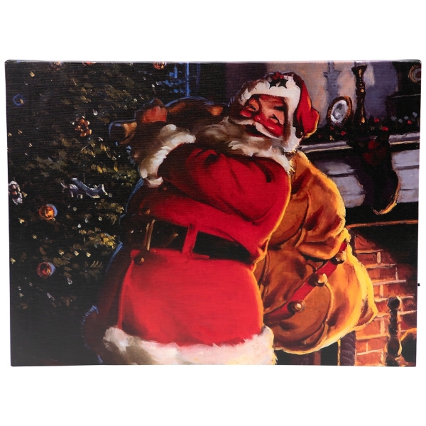 LED Santa with Gifts Canvas Art Print