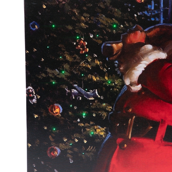 LED Santa with Gifts Canvas Art Print