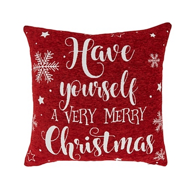 Red and White Merry Happy Christmas Lumbar Pillow Kirklands Home
