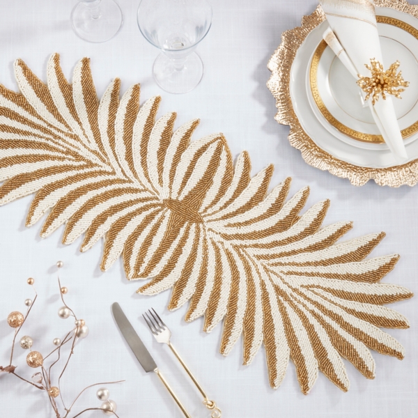 Leafy Beaded Table Runner