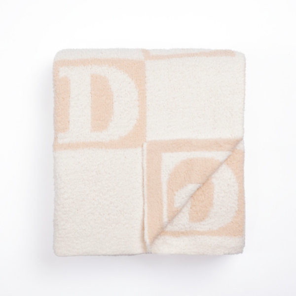 Taupe Checkered Monogram D Cloud Throw