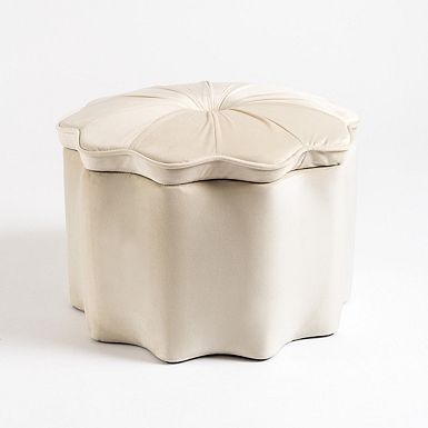 Pink Tufted Scallop Storage Ottoman