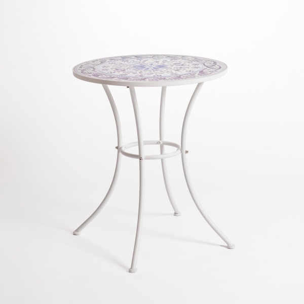 White and Blue Mosaic 3-pc. Outdoor Bistro Set