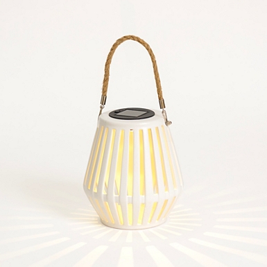 Black Ceramic Cage Dusk-to-Dawn Solar Lantern